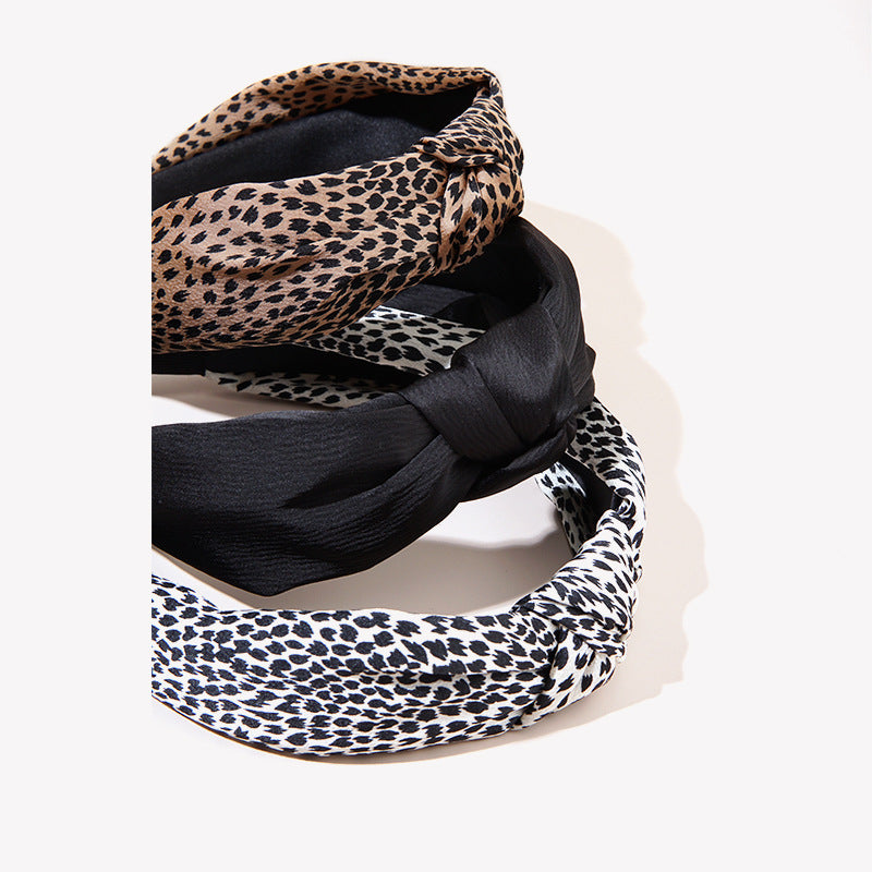 Wholesale Leopard Pattern Fabric Wide Edge Hair Hoops